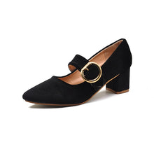 Load image into Gallery viewer, HEE GRAND 2019 Spring Women Fashion Heel Pumps Buckle Strap Ladies Shoes Flock Square Heels 3 Colors Size 35-39 XWD7220