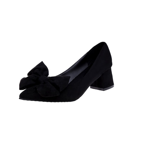 HEE GRAND 2019 New Women Fashion Pointed Toe With Butterfly Knot Slip On Square Heel Shoes For Female Size 35-39 XWD7196