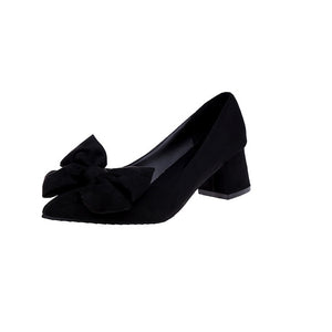 HEE GRAND 2019 New Women Fashion Pointed Toe With Butterfly Knot Slip On Square Heel Shoes For Female Size 35-39 XWD7196