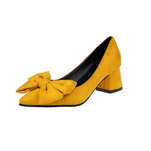 HEE GRAND 2019 New Women Fashion Pointed Toe With Butterfly Knot Slip On Square Heel Shoes For Female Size 35-39 XWD7196